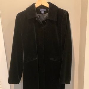 Long black velvet coat